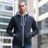 Zip-up Unisex Warm Hoodie - Contrast Inner Hood & Flat Lace Drawcords - Poly/Cotton Zoodie